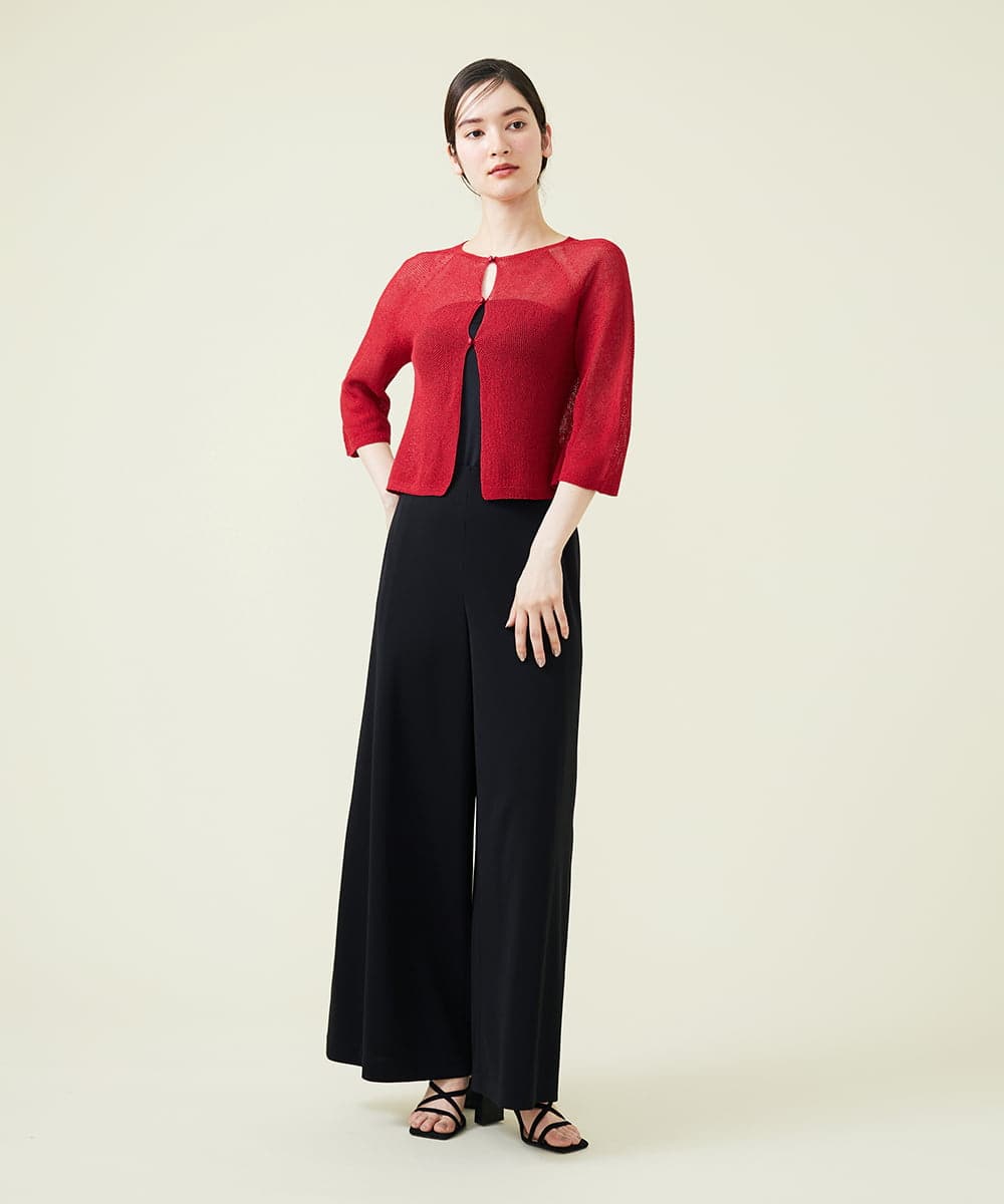 GBSHT50190 Sybilla(シビラ) ペーパーヤーンショートカーディガン レッド