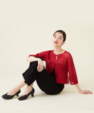 GBSHT50190 Sybilla(シビラ) ペーパーヤーンショートカーディガン レッド