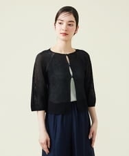 GBSHT50190 Sybilla(シビラ) ペーパーヤーンショートカーディガン ブラック
