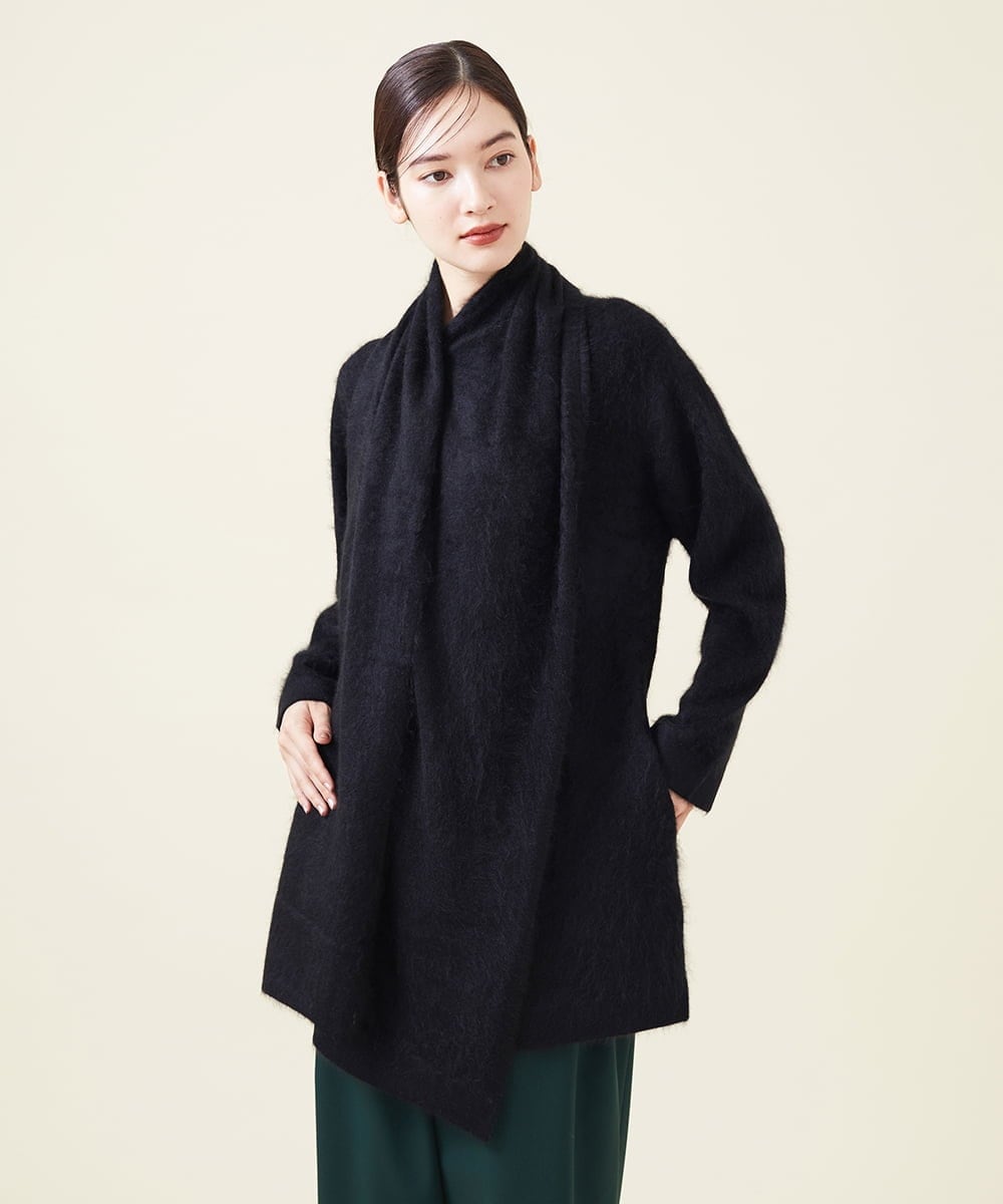 GBSJT01890 Sybilla(シビラ) カシミヤストールデザインカーディガン ブラック