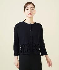 GBSJV02490 Sybilla(シビラ) スクエアモチーフインターシャカーディガン ブラック