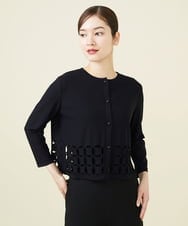 GBSJV02490 Sybilla(シビラ) スクエアモチーフインターシャカーディガン ブラック