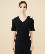 GBSJW01390 Sybilla(シビラ) ジオメトリックモチーフカーディガン ブラック