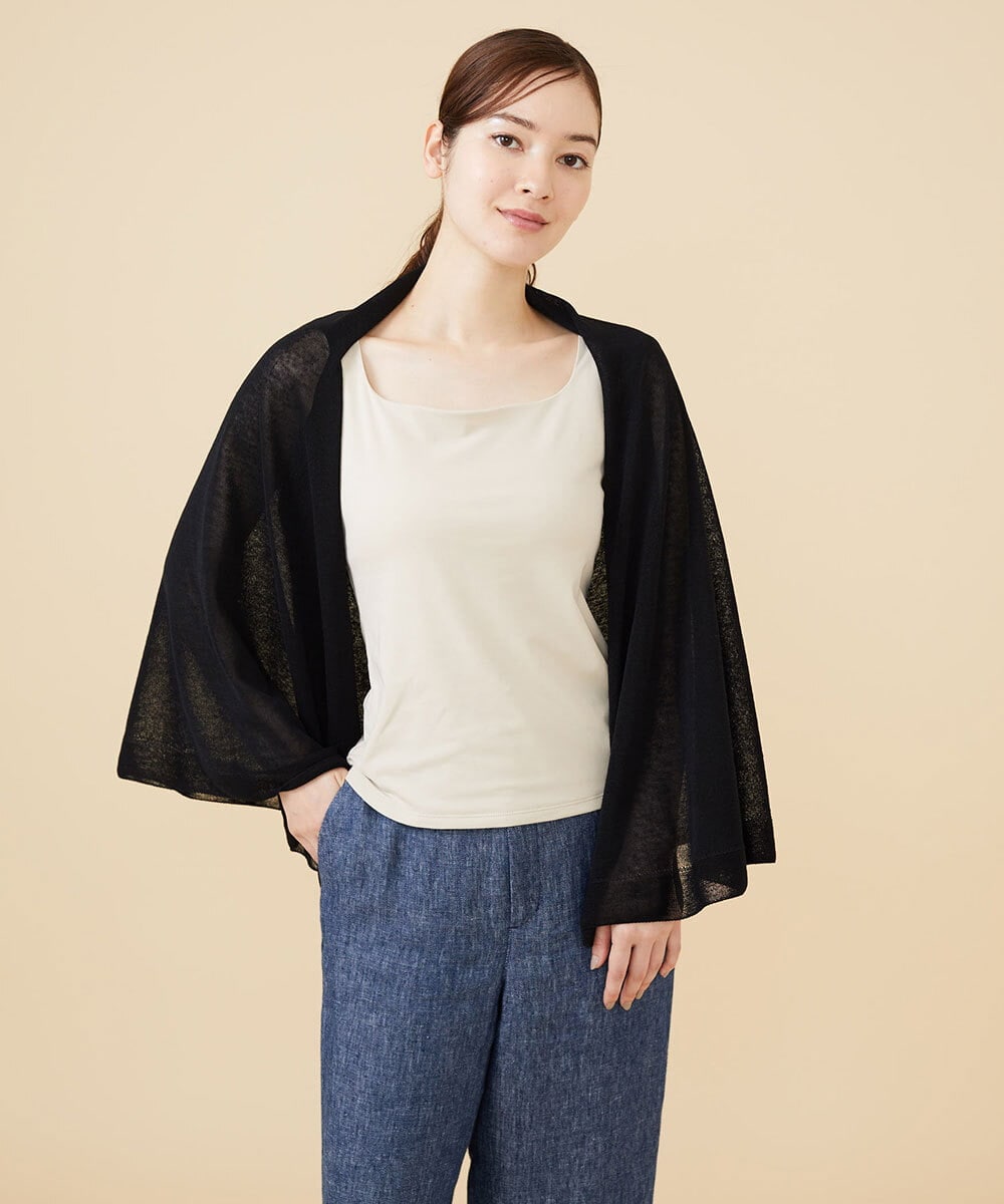 GBSJW52290 Sybilla(シビラ) リネン混ドレープニットジレ ブラック