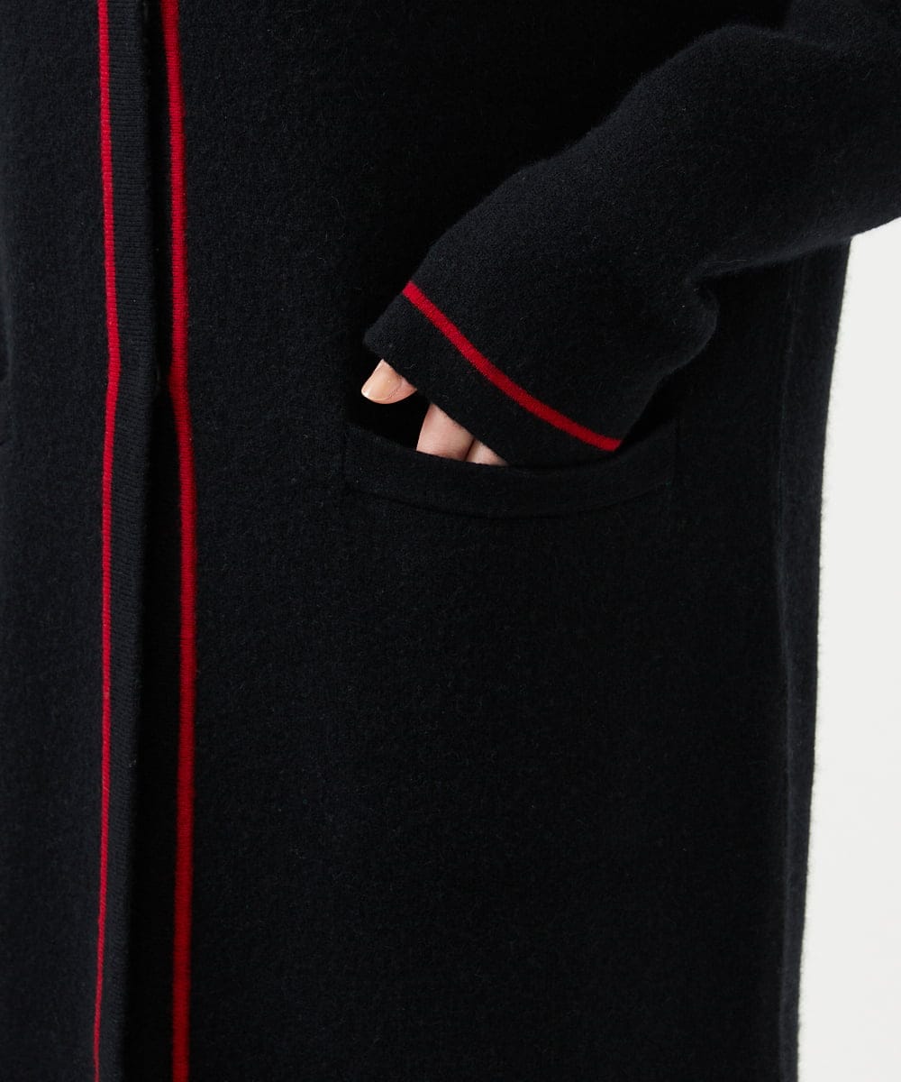 GBSWD01100 Sybilla(シビラ) 配色ラインニットコート ブラック