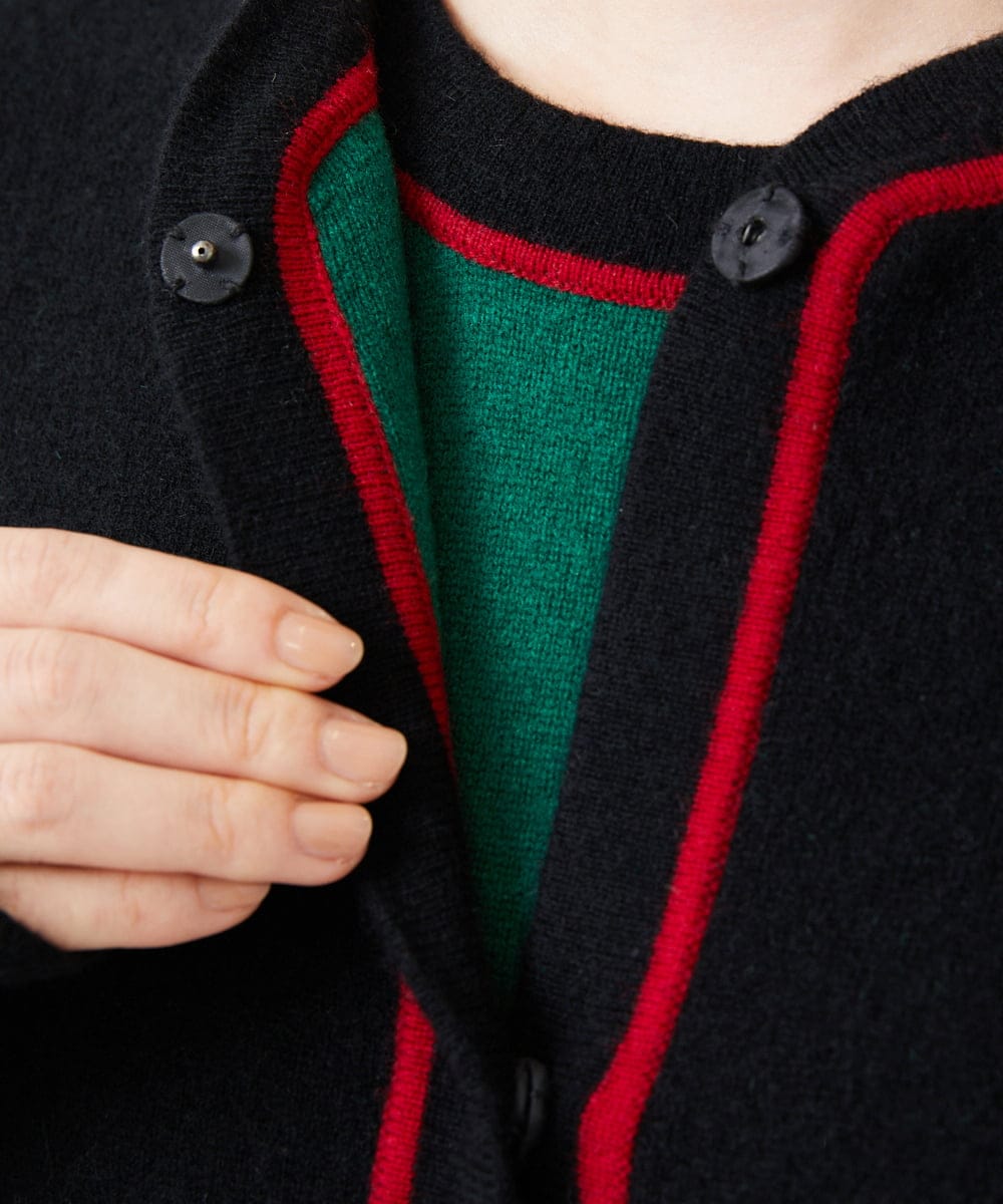 GBSWD01100 Sybilla(シビラ) 配色ラインニットコート ブラック