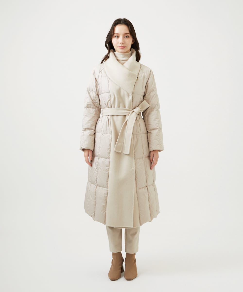 GBUAF32900 Sybilla(シビラ) ウールドッキングロングダウン ベージュ