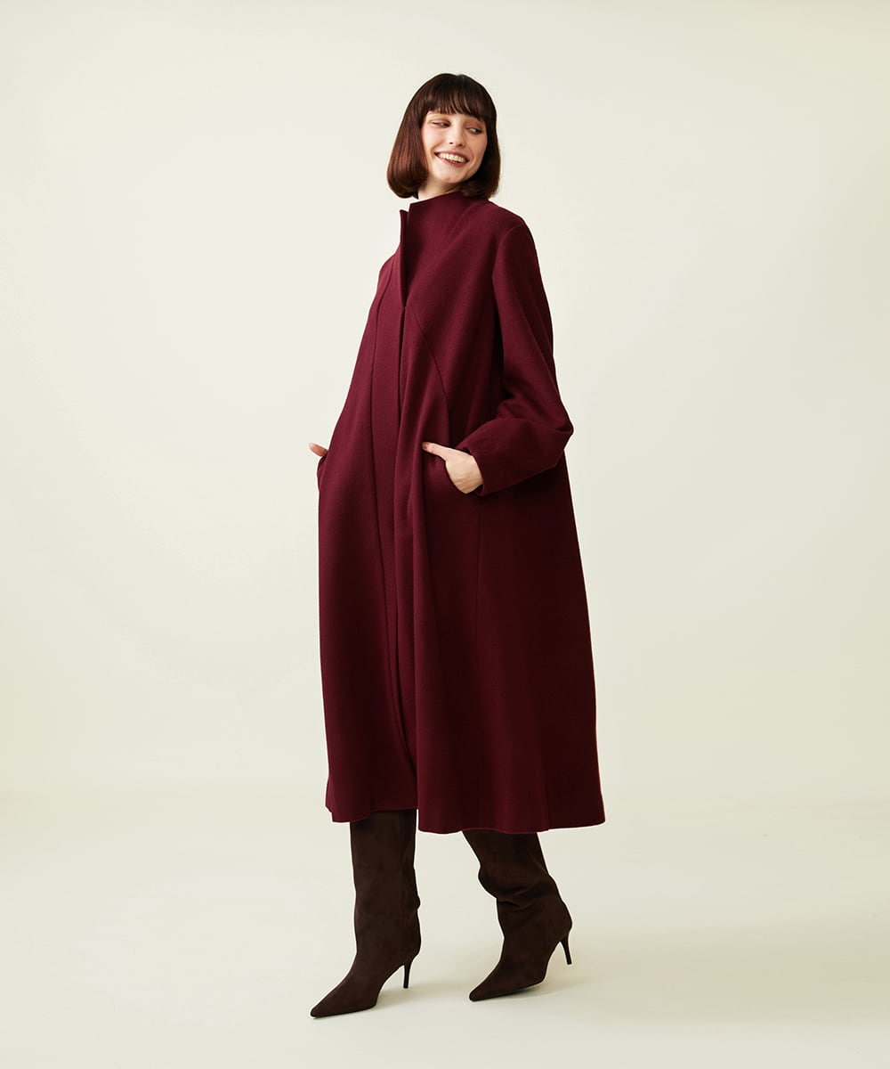 GBUAI09900 Sybilla(シビラ) 【先行予約】デザインスリーブロングコート バーガンディー