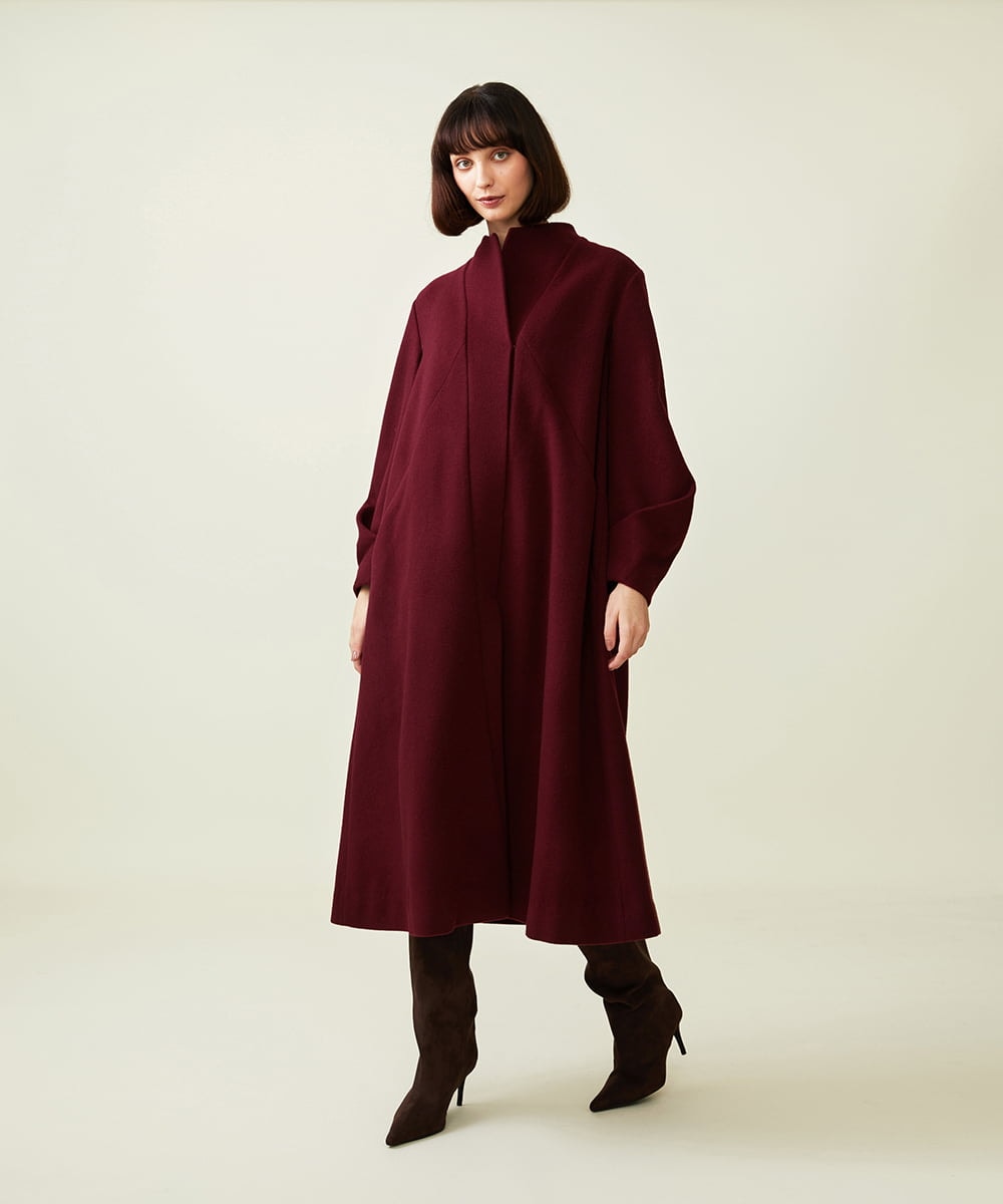 GBUAI09900 Sybilla(シビラ) 【先行予約】デザインスリーブロングコート バーガンディー