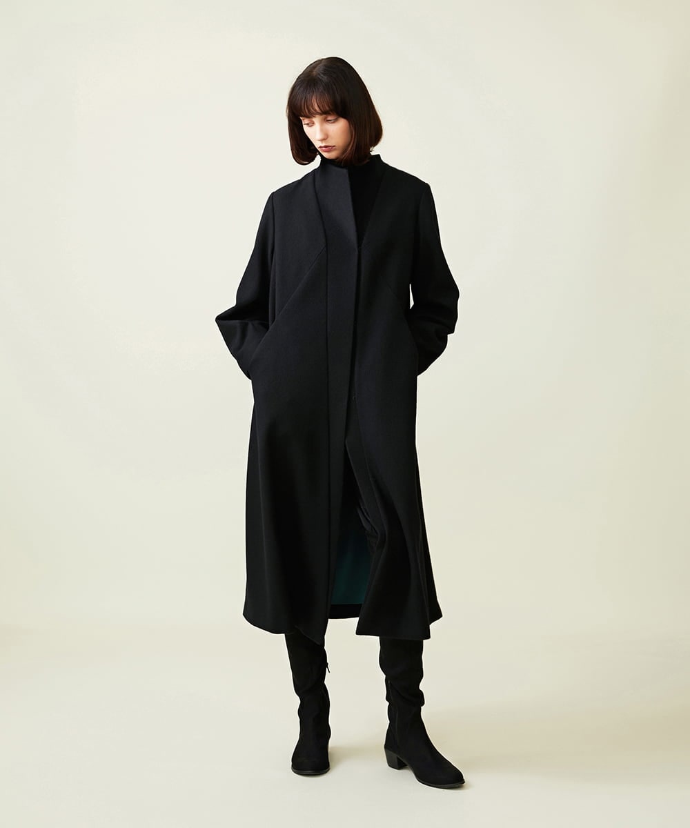 GBUAI09900 Sybilla(シビラ) 【先行予約】デザインスリーブロングコート ブラック