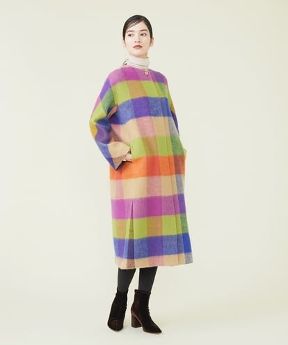 GBUAS03900 Sybilla ブロックチェックウールコート