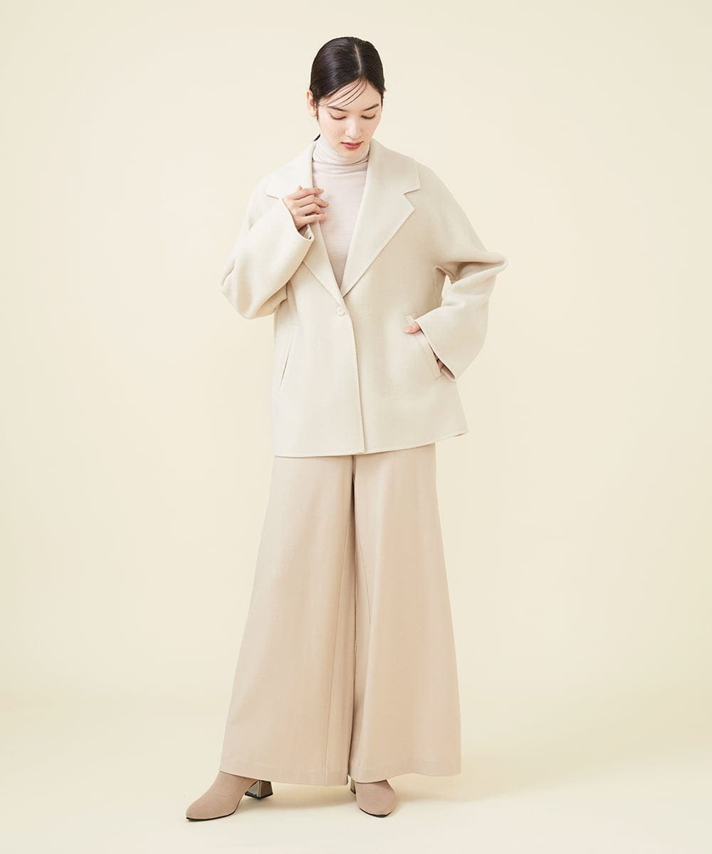 GBUAW14690 Sybilla(シビラ) 【ドラマ着用】ウールリバーハーフコート ベージュ