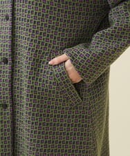 GBUAX16890 Sybilla(シビラ) モザイクジャカードウールコート パープル×グリーン