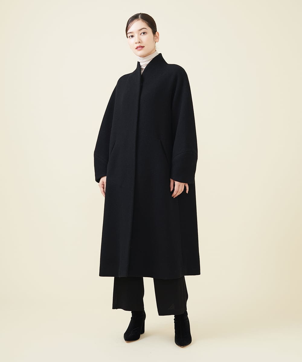 GBUAX18890 Sybilla(シビラ) 【ドラマ着用】デザインスリーブウールコート ブラック