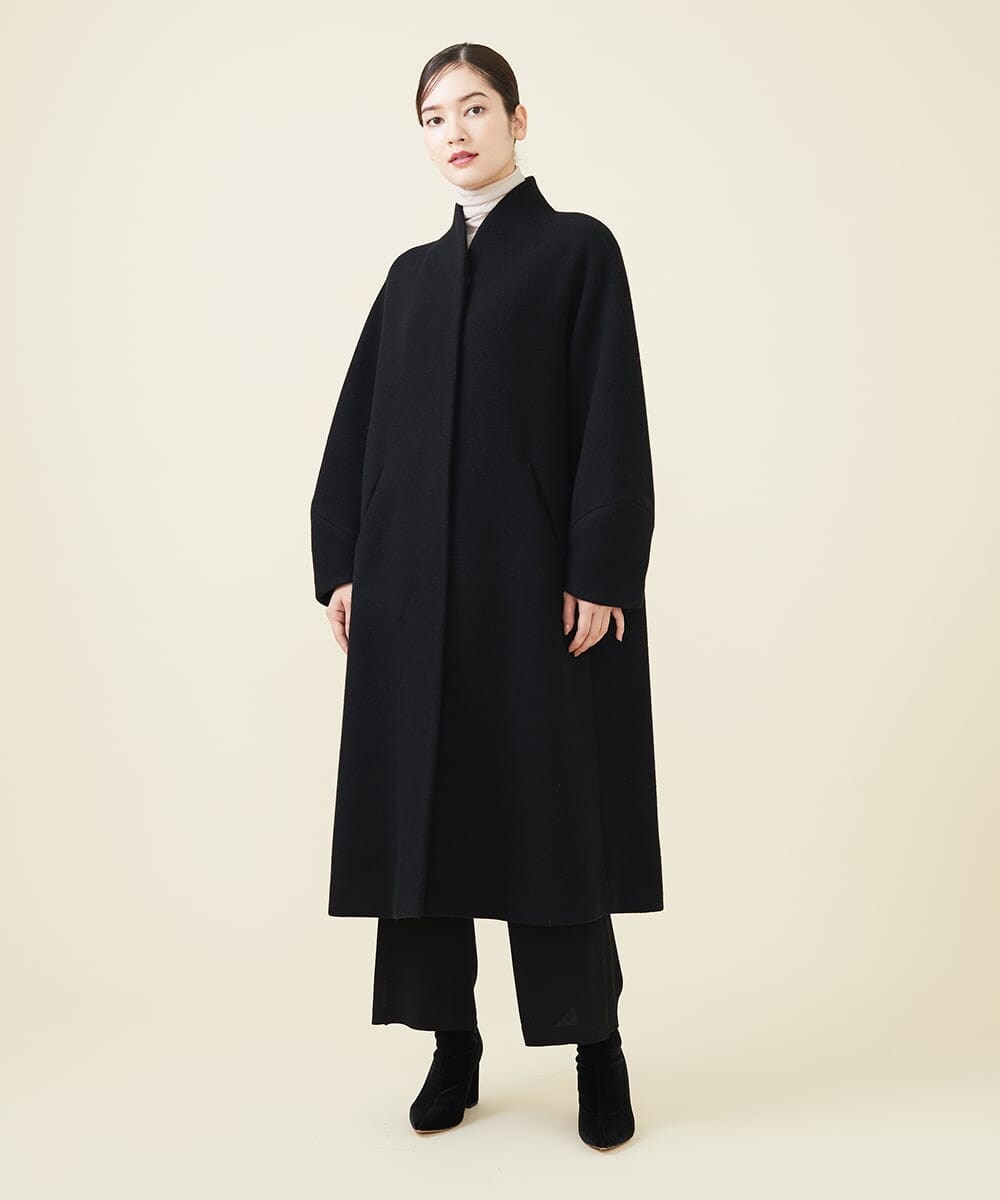 GBUAX18890 Sybilla(シビラ) デザインスリーブウールコート ブラック