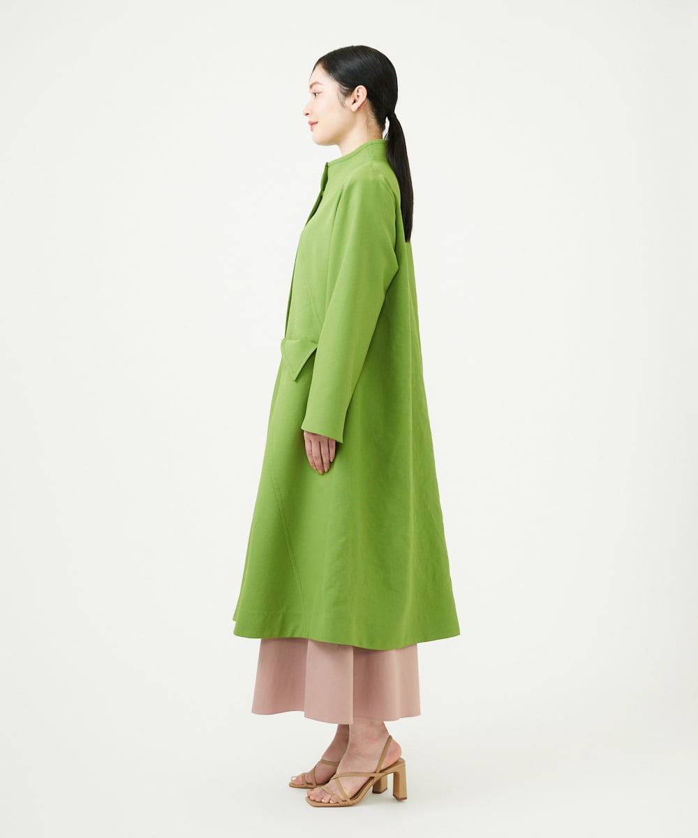 GBUEE29800 Sybilla(シビラ) スタンドカラーAラインコート グリーン