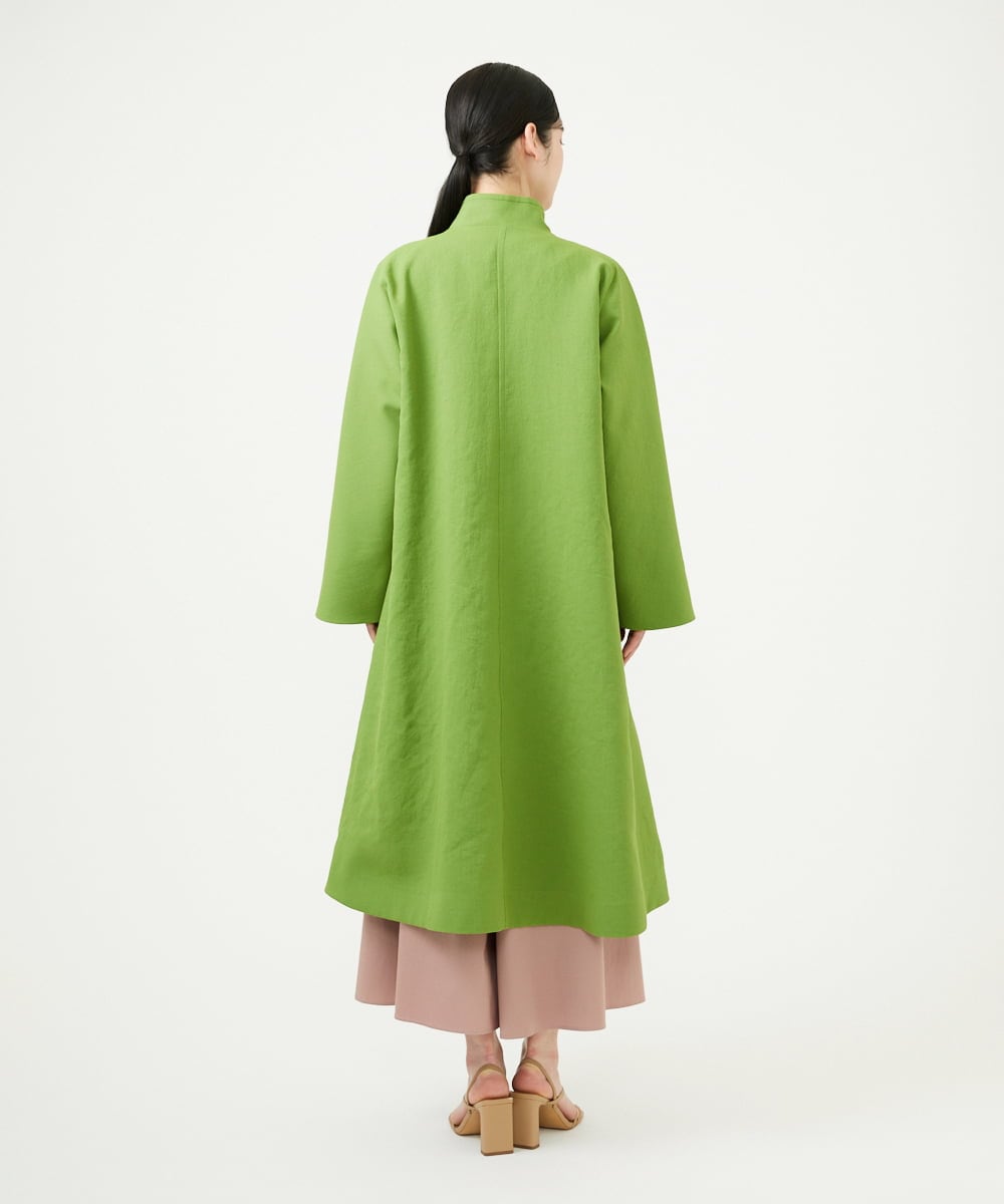 GBUEE29800 Sybilla(シビラ) スタンドカラーAラインコート グリーン