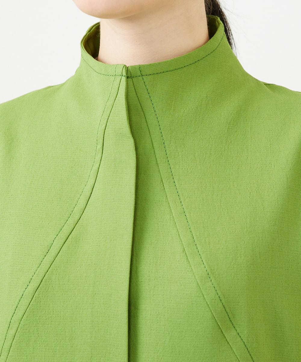 GBUEE29800 Sybilla(シビラ) スタンドカラーAラインコート グリーン