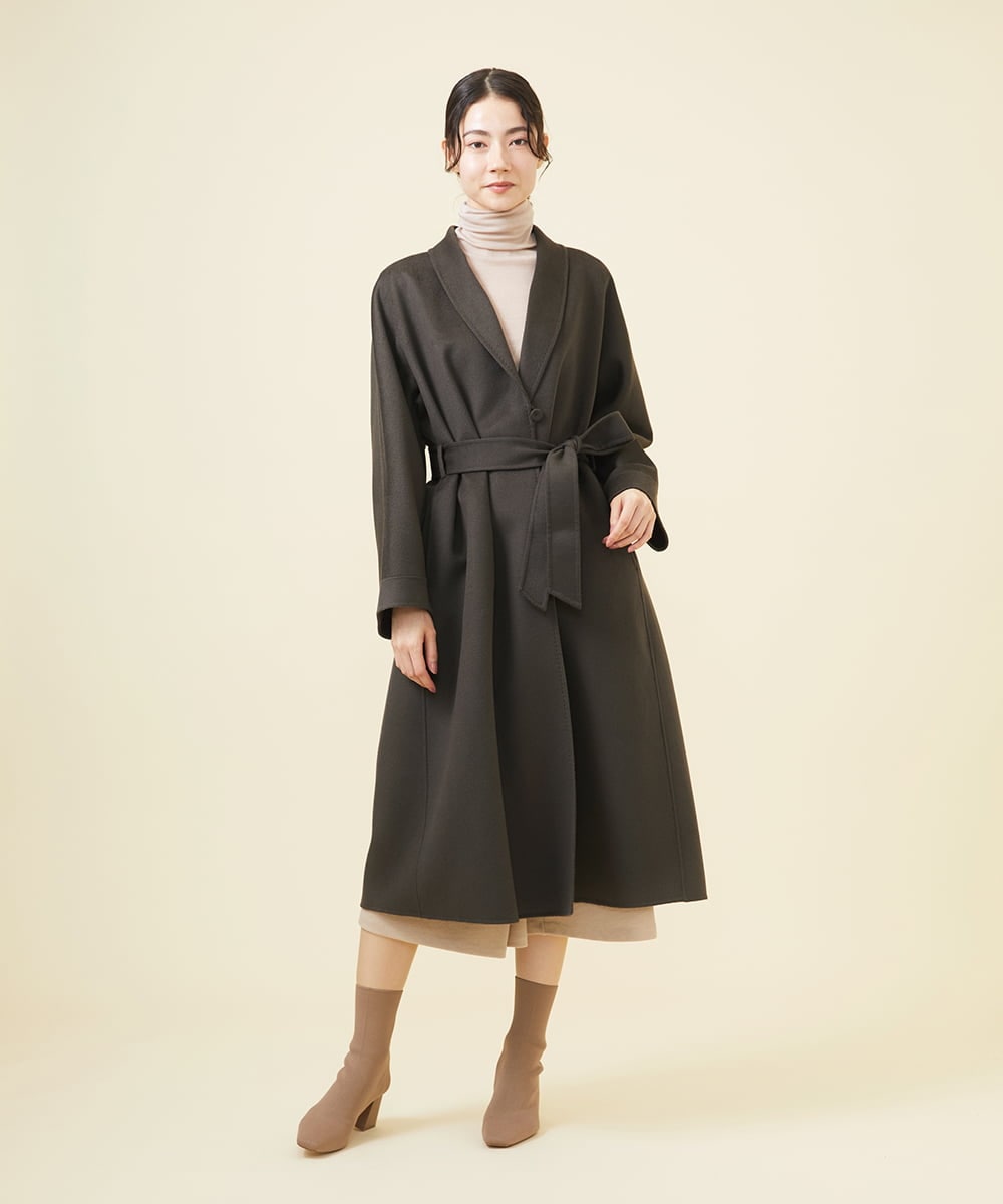 GBUVB02120 Sybilla(シビラ) 【ドラマ着用】ショールカラーリバーコート グレーブラウン