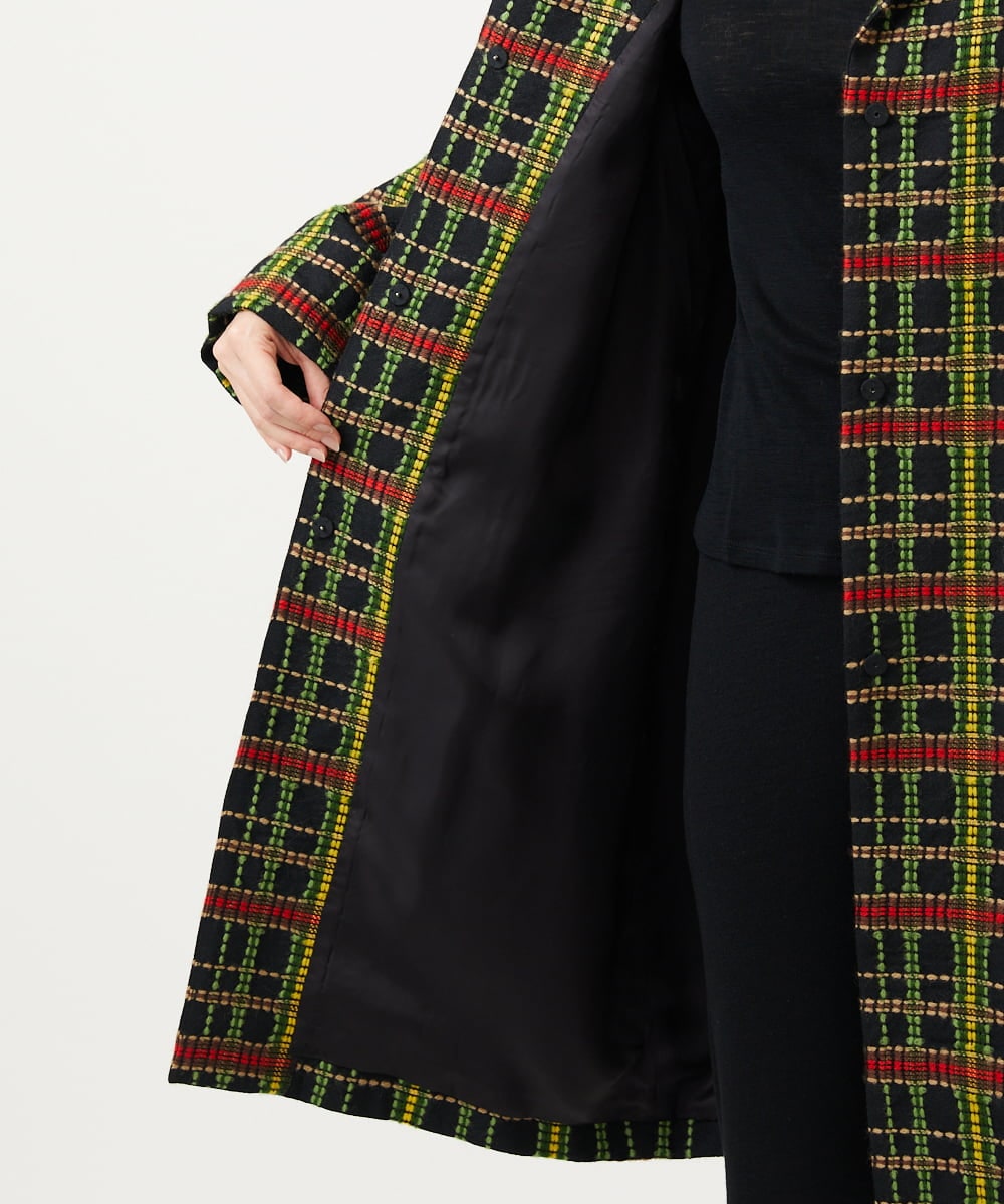 GBUVE01120 Sybilla(シビラ) ロービングチェックコート ブラック系