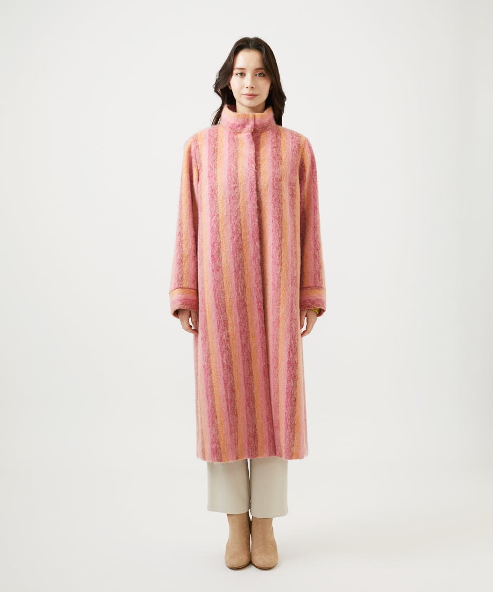 GBUVF01130 Sybilla(シビラ) モヘヤストライプコート ピンク系