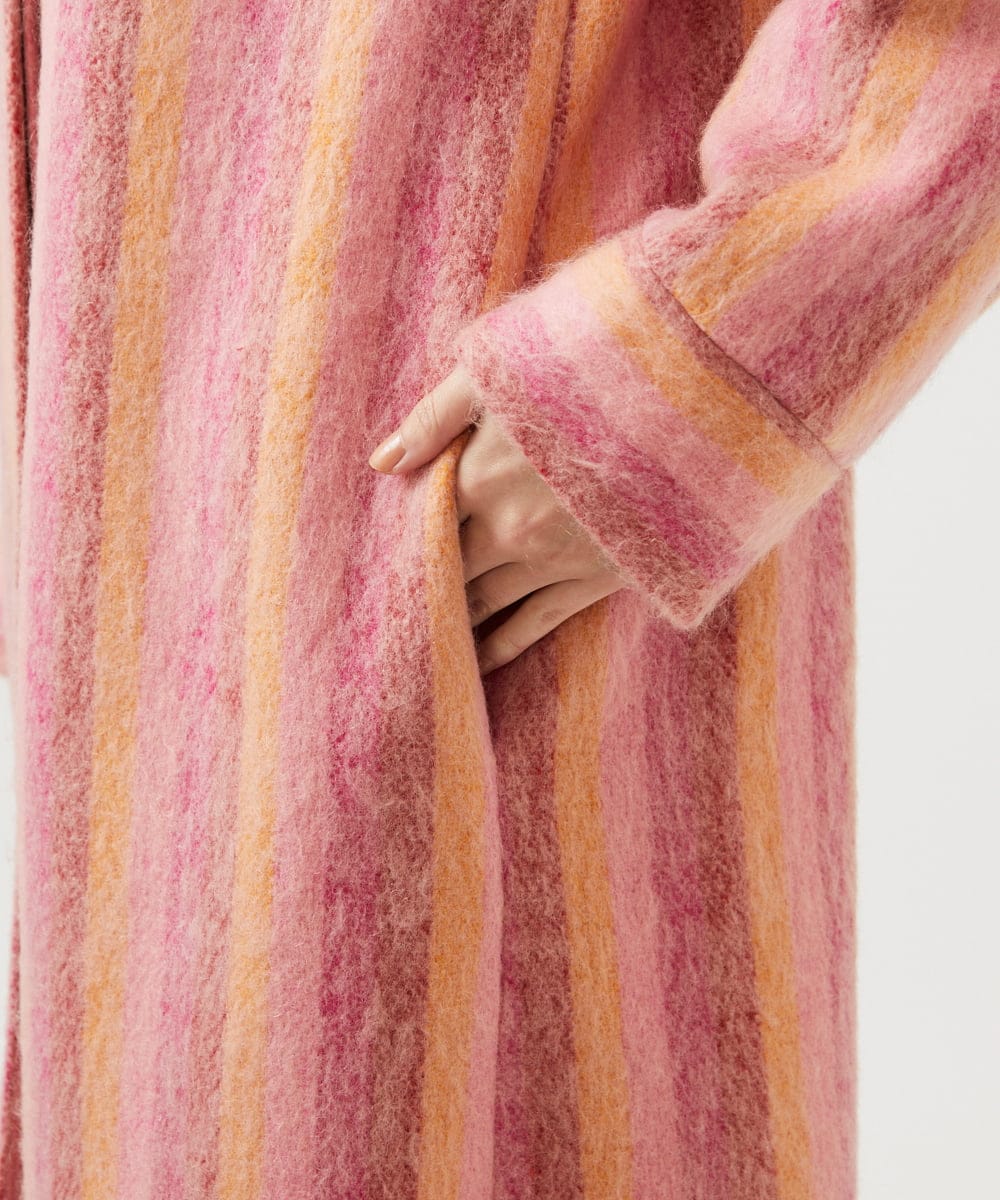 GBUVF01130 Sybilla(シビラ) モヘヤストライプコート ピンク系