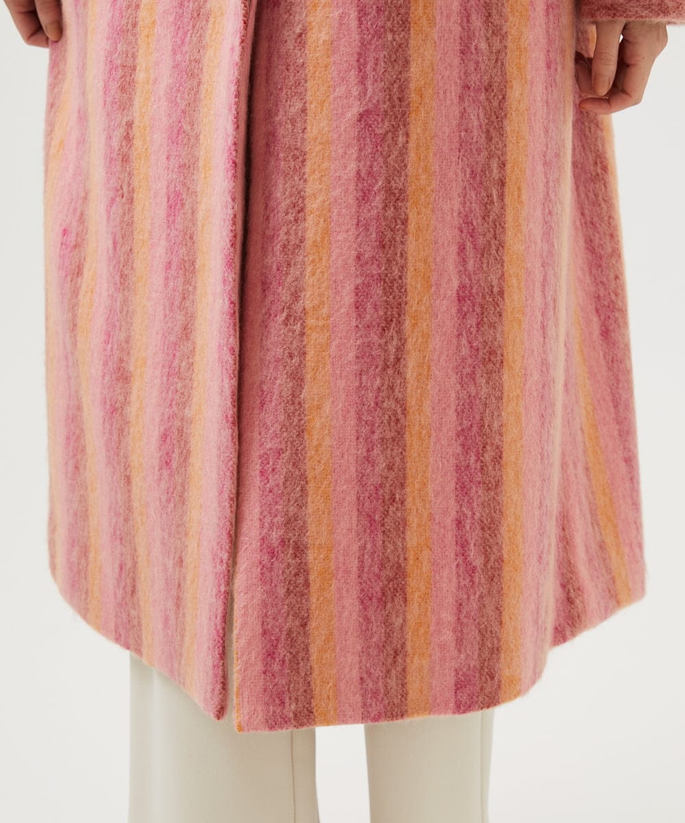 GBUVF01130 Sybilla(シビラ) モヘヤストライプコート ピンク系