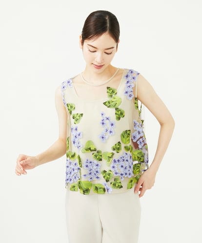 GDBAD90450 Sybilla アジサイ刺繍チュールブラウス