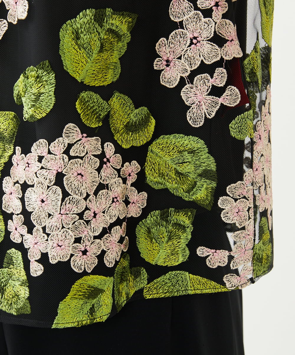 GDBAD90450 Sybilla(シビラ) アジサイ刺繍チュールブラウス ブラック