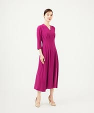 GDEAD22420 Sybilla(シビラ) タッキングデザインドレス（7分袖） ピンクパープル