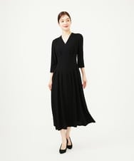 GDEAD22420 Sybilla(シビラ) タッキングデザインドレス（7分袖） ブラック