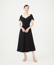 GDEAG36700 Sybilla(シビラ) ワイドカラーVネックドレス ブラック