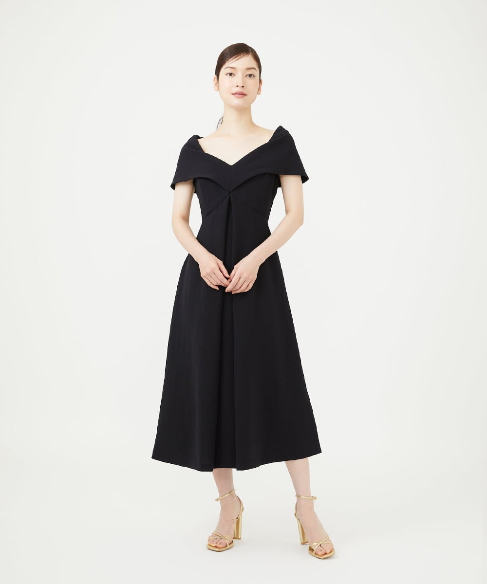 GDEAG36700 Sybilla(シビラ) ワイドカラーVネックドレス ブラック
