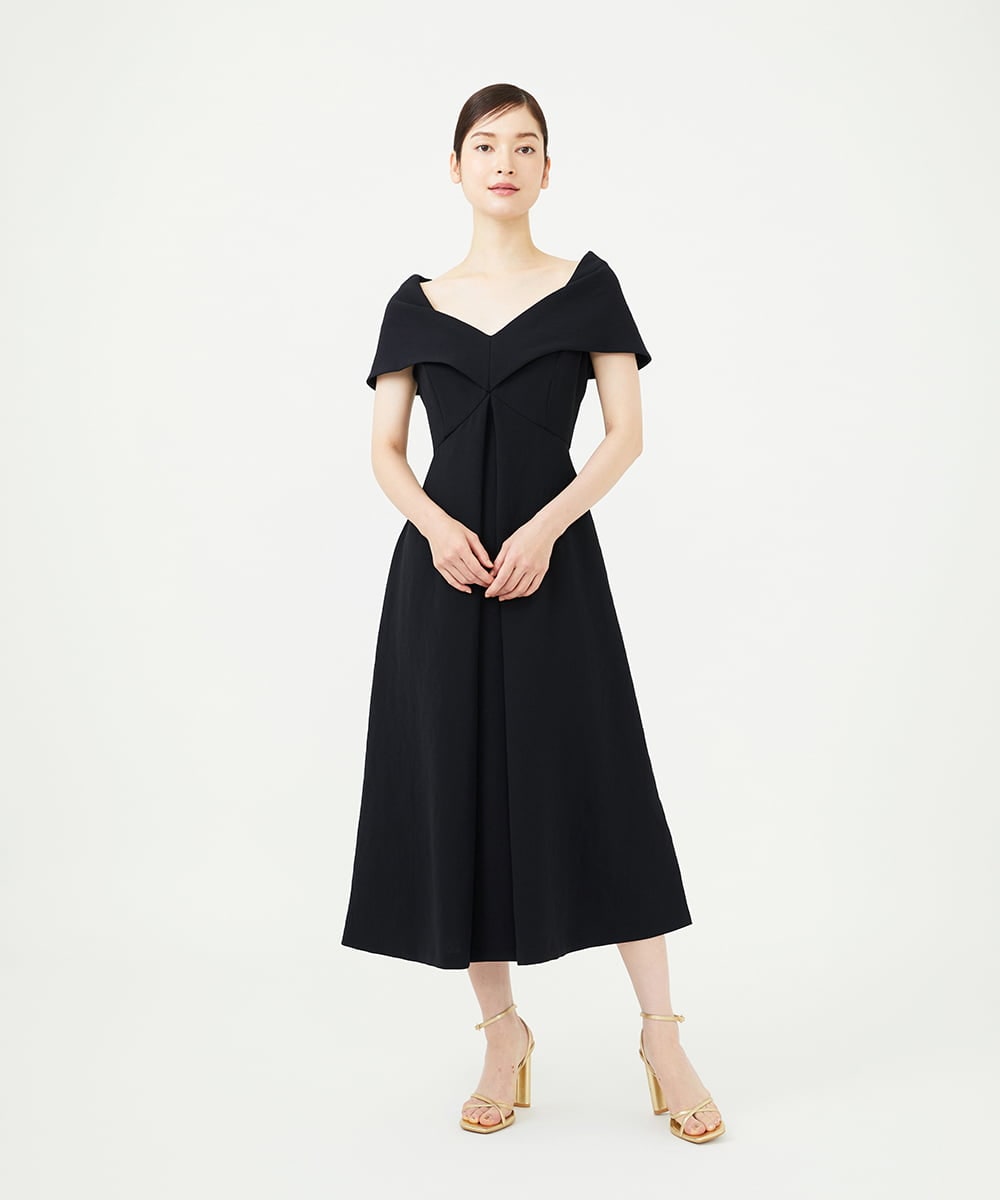 GDEAG36700 Sybilla(シビラ) ワイドカラーVネックドレス ブラック