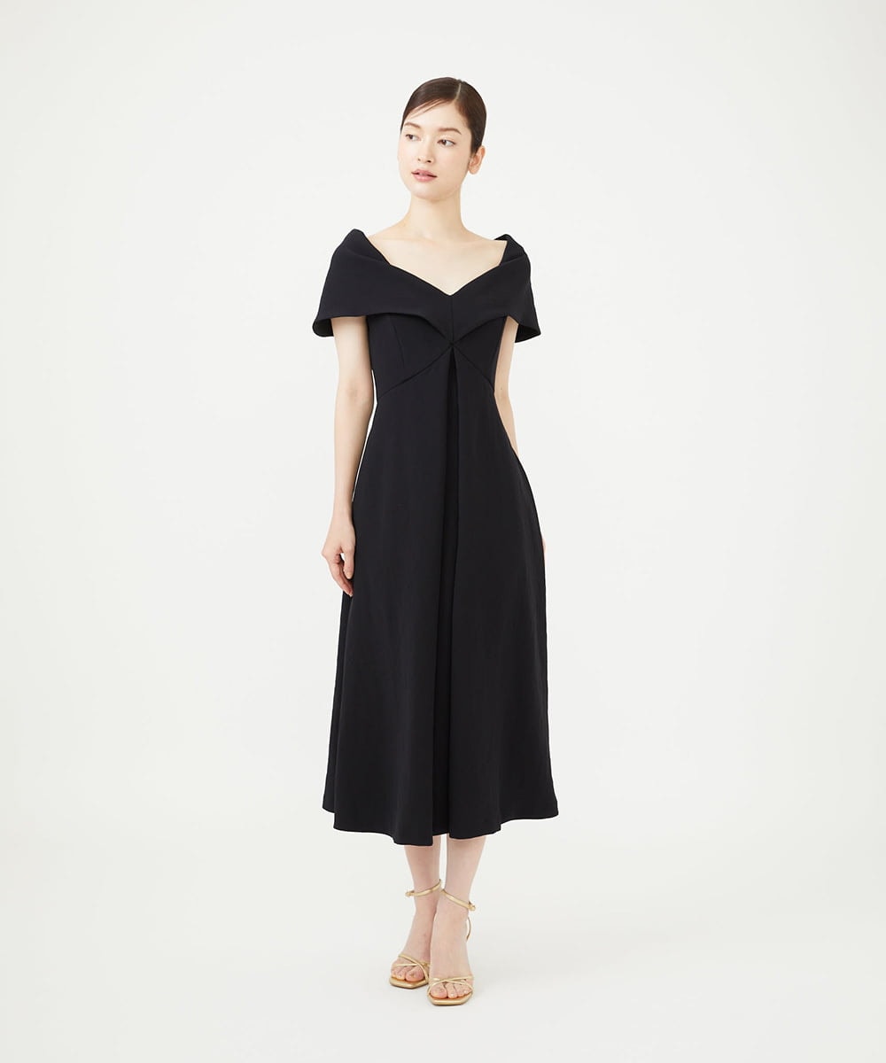 GDEAG36700 Sybilla(シビラ) ワイドカラーVネックドレス ブラック
