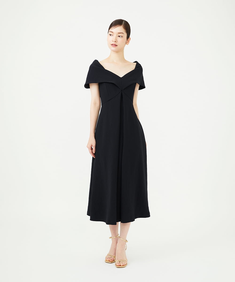 GDEAG36700 Sybilla(シビラ) ワイドカラーVネックドレス ブラック
