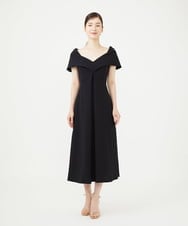 GDEAG36700 Sybilla(シビラ) ワイドカラーVネックドレス ブラック
