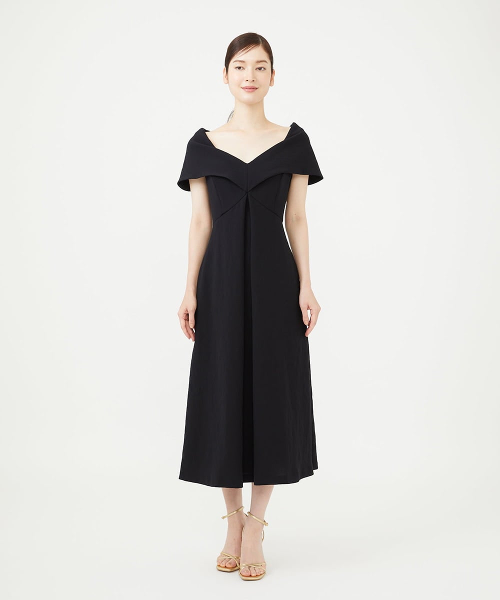 GDEAG36700 Sybilla(シビラ) ワイドカラーVネックドレス ブラック