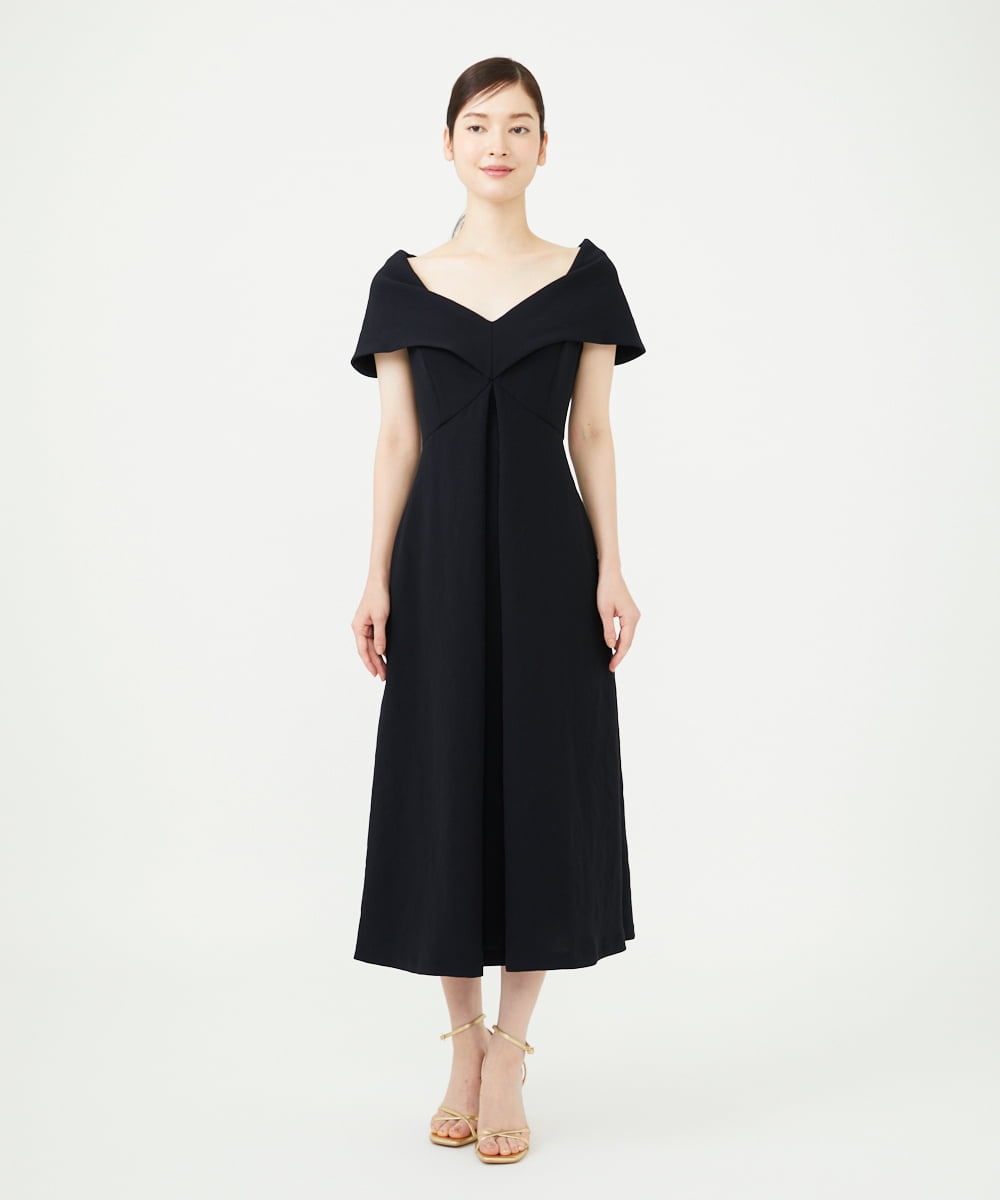 GDEAG36700 Sybilla(シビラ) ワイドカラーVネックドレス ブラック