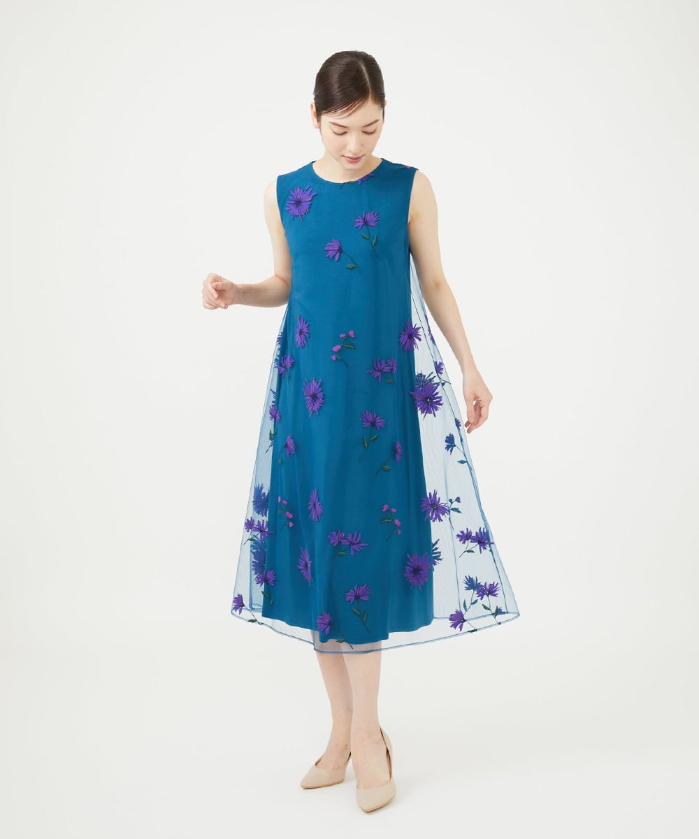GDEAG90800 Sybilla(シビラ) マーガレット刺繍チュールドレス 【WEB限定】ブルー