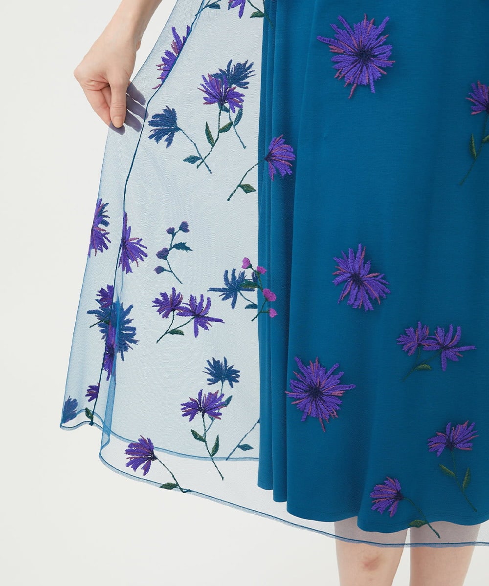 GDEAG90800 Sybilla(シビラ) マーガレット刺繍チュールドレス 【WEB限定】ブルー