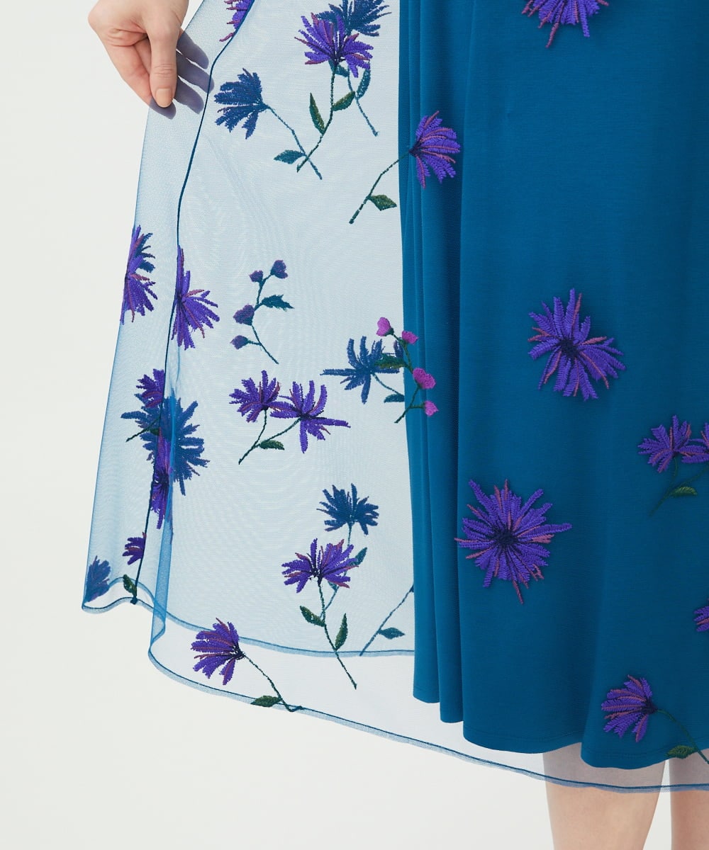 GDEAG90800 Sybilla(シビラ) 【WEB限定色あり】マーガレット刺繍チュールドレス 【WEB限定】ブルー
