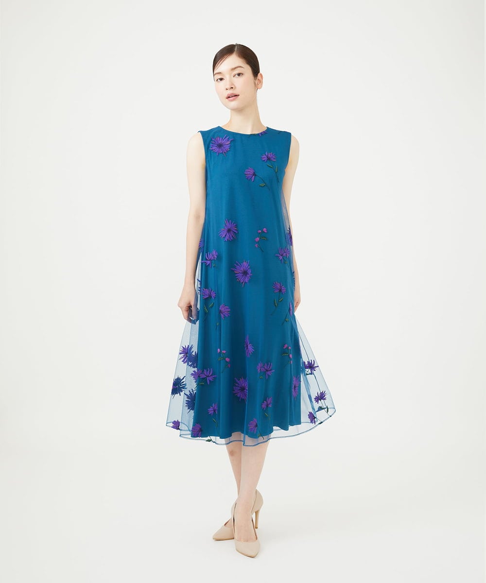 GDEAG90800 Sybilla(シビラ) マーガレット刺繍チュールドレス 【WEB限定】ブルー