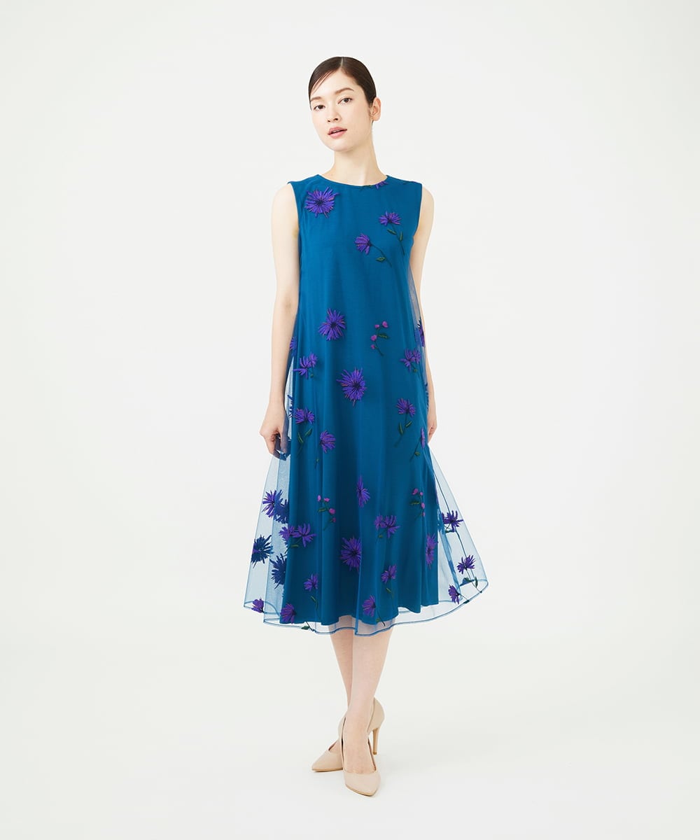 GDEAG90800 Sybilla(シビラ) 【WEB限定色あり】マーガレット刺繍チュールドレス 【WEB限定】ブルー