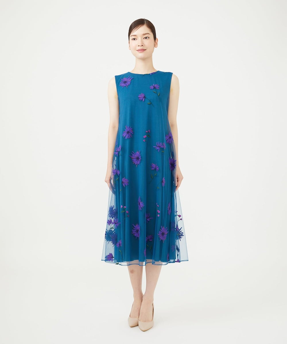 GDEAG90800 Sybilla(シビラ) マーガレット刺繍チュールドレス 【WEB限定】ブルー