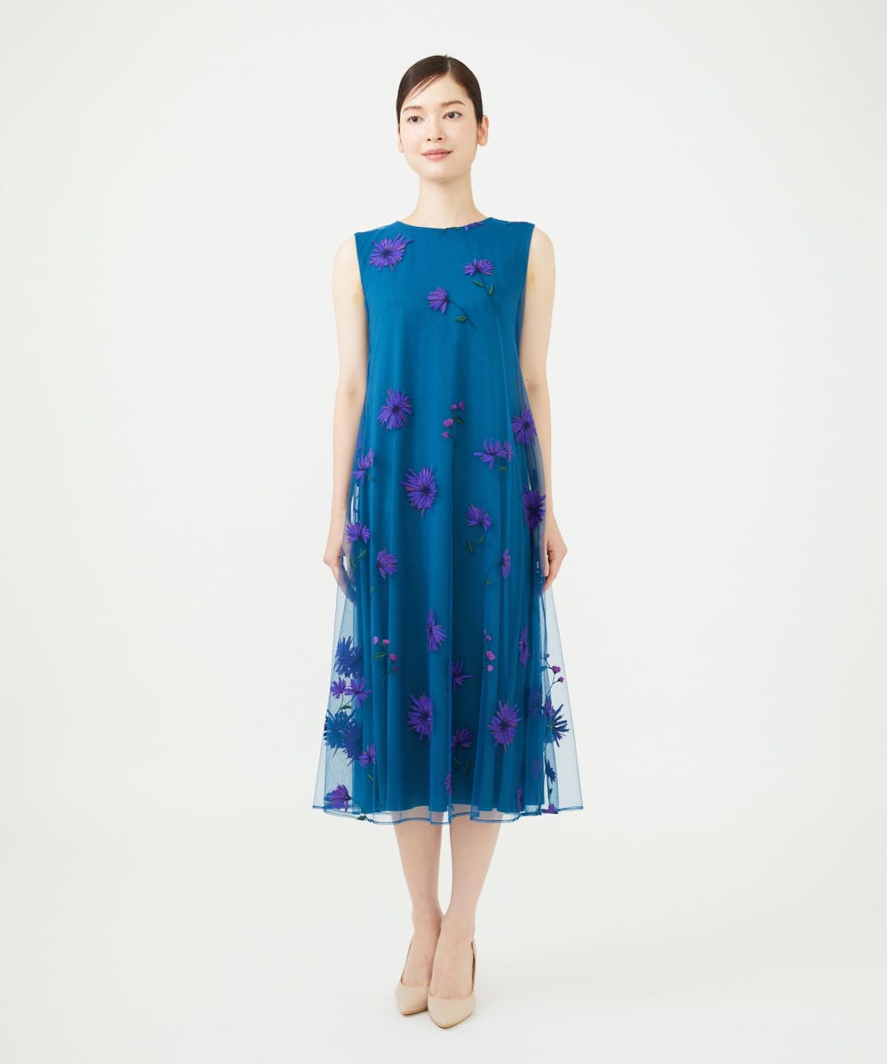 GDEAG90800 Sybilla(シビラ) 【WEB限定色あり】マーガレット刺繍チュールドレス 【WEB限定】ブルー