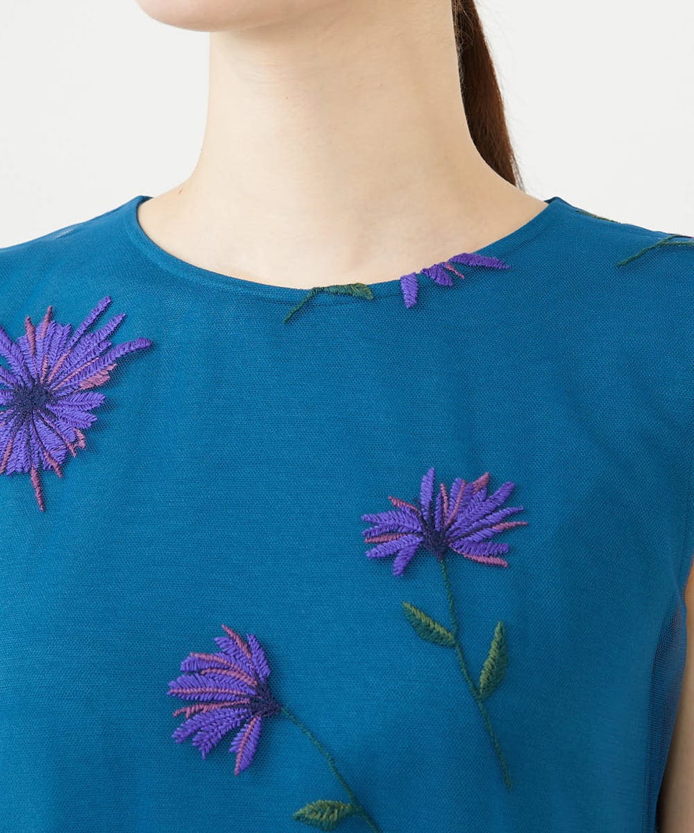 GDEAG90800 Sybilla(シビラ) マーガレット刺繍チュールドレス 【WEB限定】ブルー