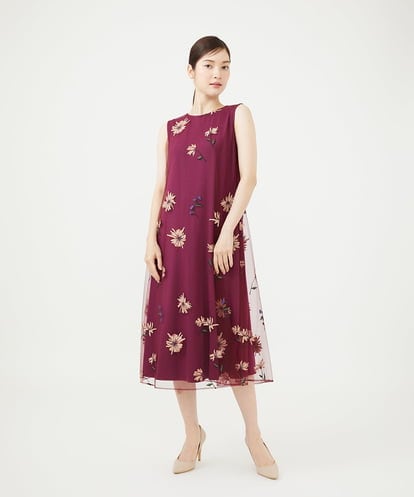 GDEAG90800 Sybilla マーガレット刺繍チュールドレス