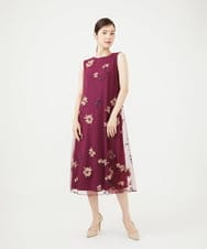 GDEAG90800 Sybilla(シビラ) マーガレット刺繍チュールドレス バーガンディ