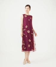 GDEAG90800 Sybilla(シビラ) マーガレット刺繍チュールドレス バーガンディ